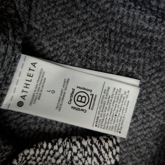 Athleta Braiden Textured Shirt Jacket Black White Shacket Women's Large EUC - Picture 6 of 9